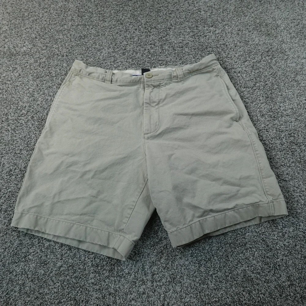 J Crew Shorts Mens 34 Beige Tan Brown Khaki Flat Front Casual Preppy Summer Golf